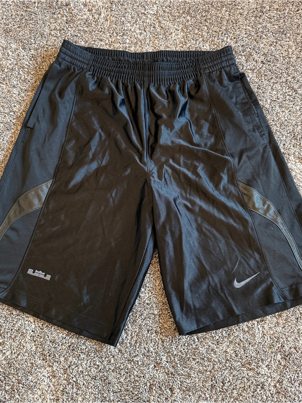Vtg Nike LeBron James Basketball Shorts Men’s XL Black Shiny Dazzle Mesh 12”